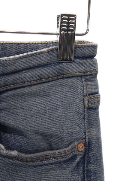 Zara Women Slim Mid Rise Blue Cotton Blend Jeans Size 4