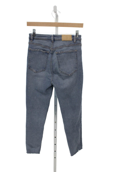 Zara Women Slim Mid Rise Blue Cotton Blend Jeans Size 4