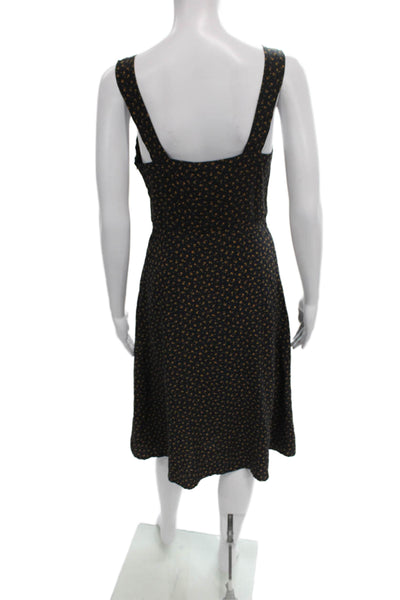 Steven Alan Women Fit & Flare Black Silk V-Neck Knee Dress Size 2