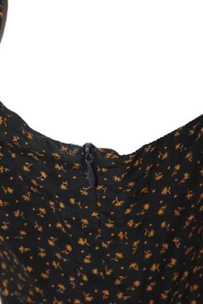 Steven Alan Women Fit & Flare Black Silk V-Neck Knee Dress Size 2