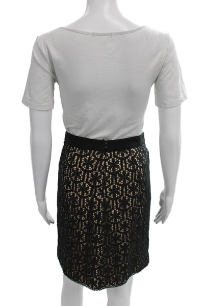 Milly Women Black Lace Geometric Pencil Skirt Zip Size S