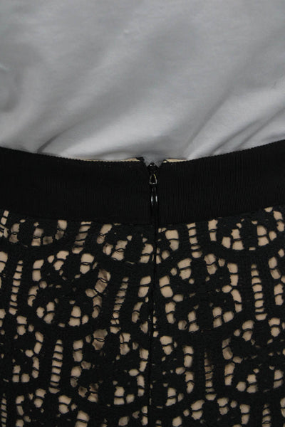 Milly Women Black Lace Geometric Pencil Skirt Zip Size S
