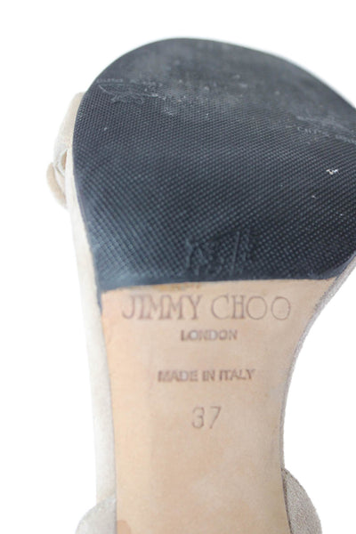 Jimmy Choo Womens Suede Slingback Sandals Heels Beige 37 7