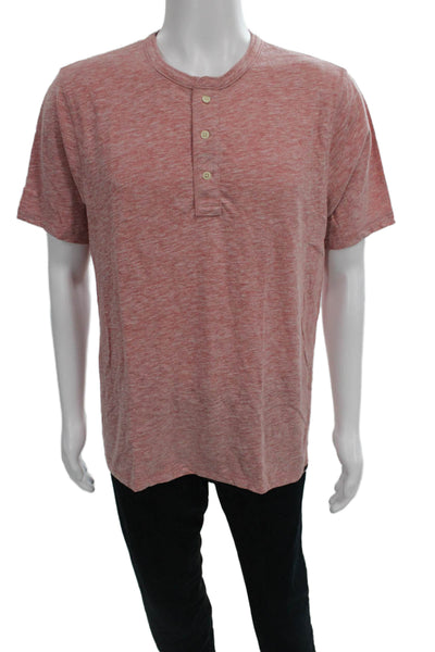 Faherty Mens Red Basic Henley Short Sleeve T-Shirt Size L