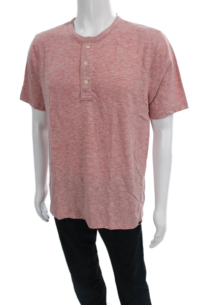 Faherty Mens Red Basic Henley Short Sleeve T-Shirt Size L