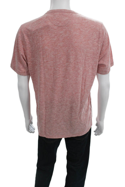 Faherty Mens Red Basic Henley Short Sleeve T-Shirt Size L