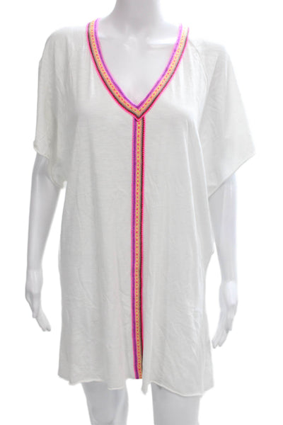 Pitusa Women Tunic Cover Up White 75% Pima Cotton 25% Modal Size One Size