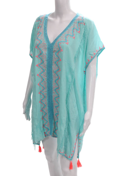 Z & L Women Tunic Cover Up Geometric Blue 100% Viscose Size One Size