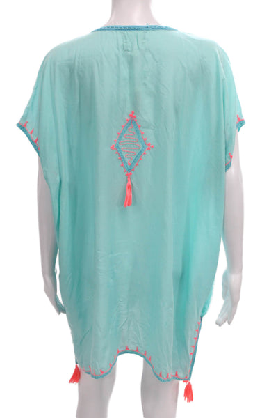 Z & L Women Tunic Cover Up Geometric Blue 100% Viscose Size One Size