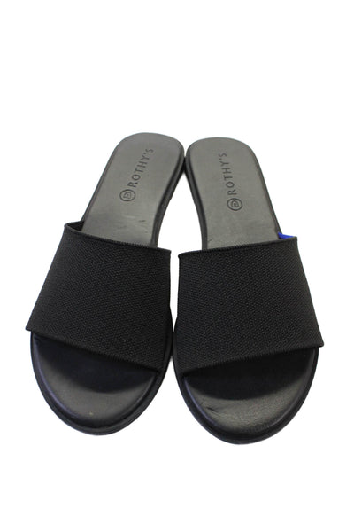 Rothys Women's Open Flat Slide Sandals Black Size 8