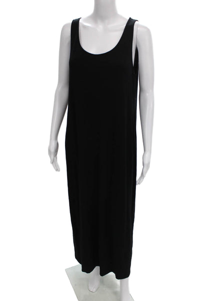 Eileen Fisher Women Black Tank Dress Sleeveless Scoop Neck Midi Size S
