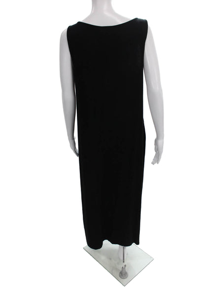 Eileen Fisher Women Black Tank Dress Sleeveless Scoop Neck Midi Size S