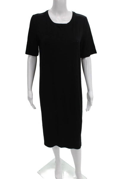 Eileen Fisher Women Black T-Shirt Dress Short Sleeve Viscose Petite Size S