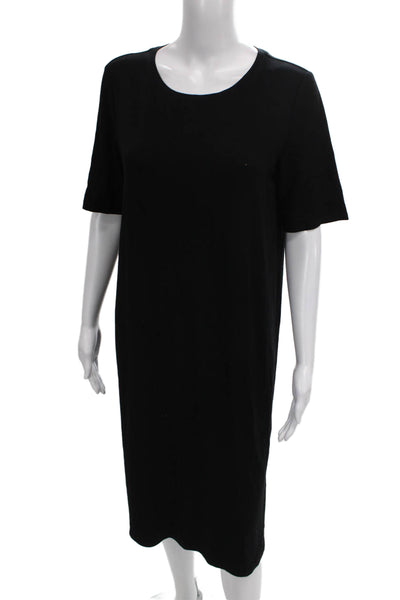 Eileen Fisher Women Black T-Shirt Dress Short Sleeve Viscose Petite Size S