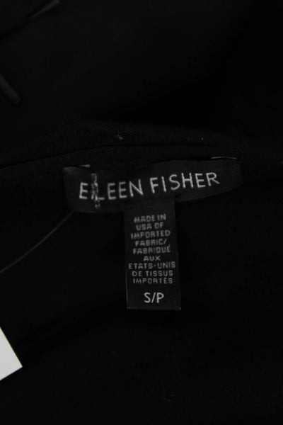 Eileen Fisher Women Black T-Shirt Dress Short Sleeve Viscose Petite Size S