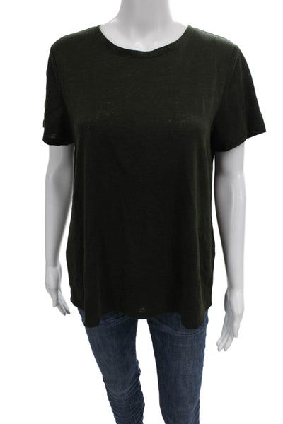 Eileen Fisher Womens Organic Linen Basic Crew Neck Short Sleeve T-Shirt Size S