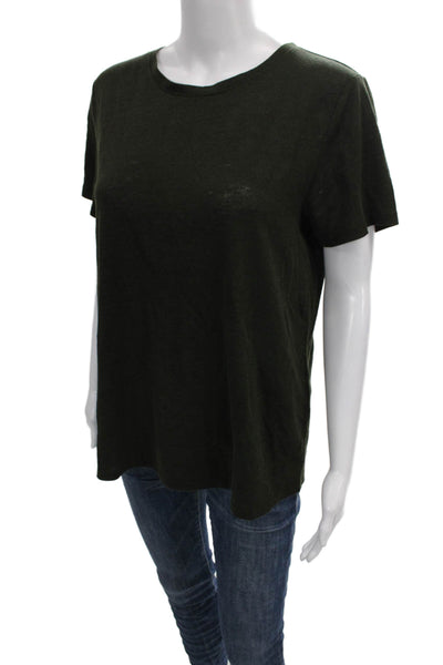 Eileen Fisher Womens Organic Linen Basic Crew Neck Short Sleeve T-Shirt Size S