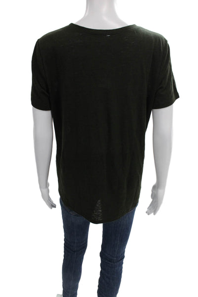 Eileen Fisher Womens Organic Linen Basic Crew Neck Short Sleeve T-Shirt Size S