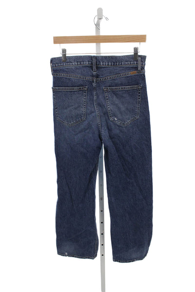 AYR Womens Straight Jeans Blue Mid-Rise Cotton Button Petite Size 28