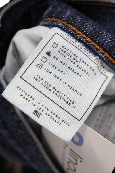 AYR Womens Straight Jeans Blue Mid-Rise Cotton Button Petite Size 28