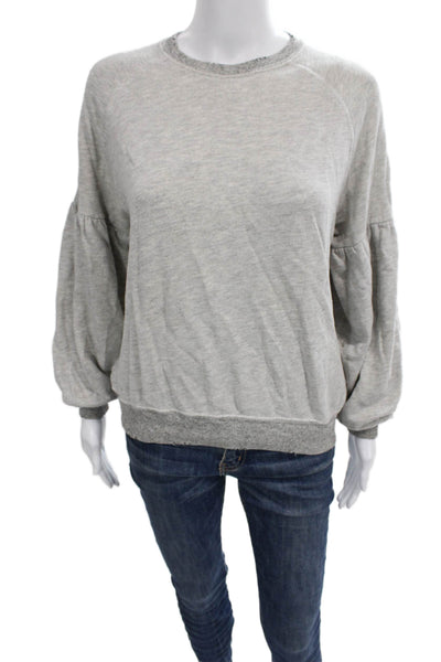 The Great Womens Gray Cotton Crew Neck Pullover Sweatshirt Long Sleeve Size 1