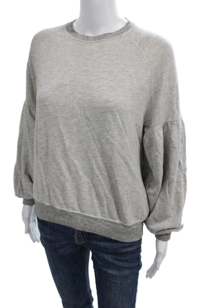 The Great Womens Gray Cotton Crew Neck Pullover Sweatshirt Long Sleeve Size 1