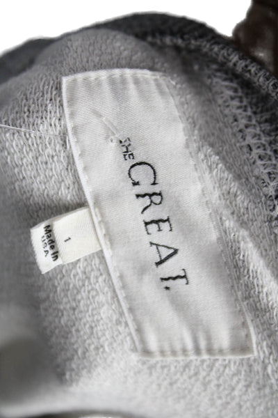 The Great Womens Gray Cotton Crew Neck Pullover Sweatshirt Long Sleeve Size 1