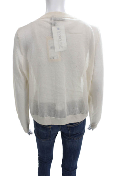 MNG Womens Ivory Viscose Cardigan Long Sleeve Round Neck Size M