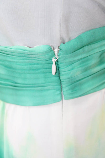 ALC Women Maxi Silk Tie Dye Skirt Green Long Zip Size 2