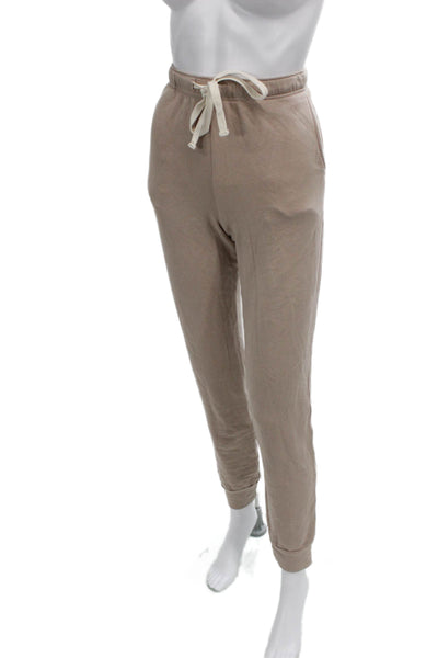 Monrow Women Jogger Pants Beige Cotton Drawstring Size M
