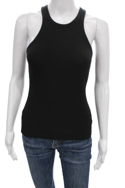 Theory Women Basic Pima Cotton Tank Black Sleeveless Round Neck Size PP