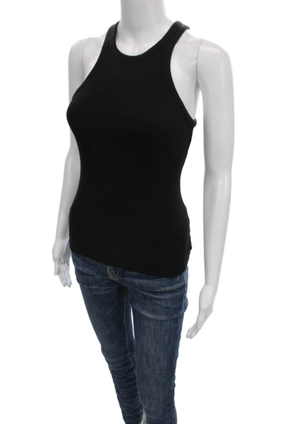Theory Women Basic Pima Cotton Tank Black Sleeveless Round Neck Size PP