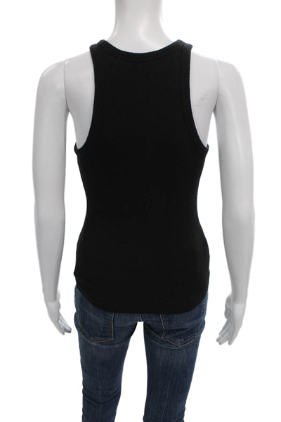 Theory Women Basic Pima Cotton Tank Black Sleeveless Round Neck Size PP