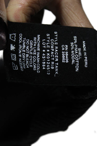Theory Women Basic Pima Cotton Tank Black Sleeveless Round Neck Size PP