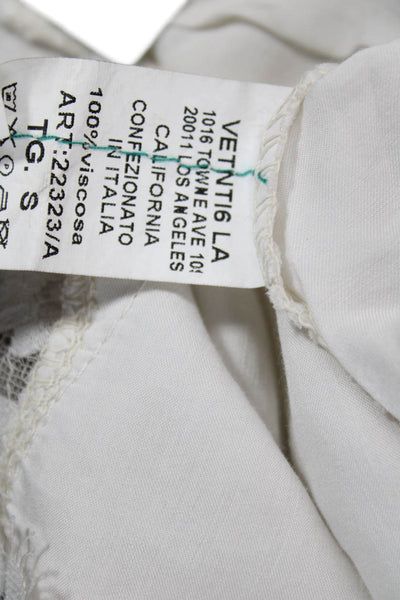 Designer Womens V Neck Tank Top White Viscose Size S