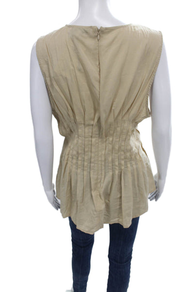 We Wore What Women Sleeveless Tunic Blouse Beige Round Neck Zip Size 12
