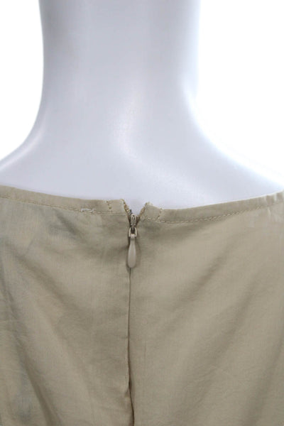 We Wore What Women Sleeveless Tunic Blouse Beige Round Neck Zip Size 12