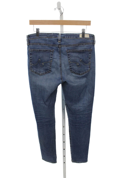 AG Women Skinny Jeans Blue Mid Rise Cotton Button Size 30