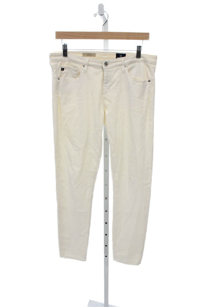 AG Men's Tapered Jeans Ivory Cotton Mid Rise 28 Inseam Button Fly Size 30