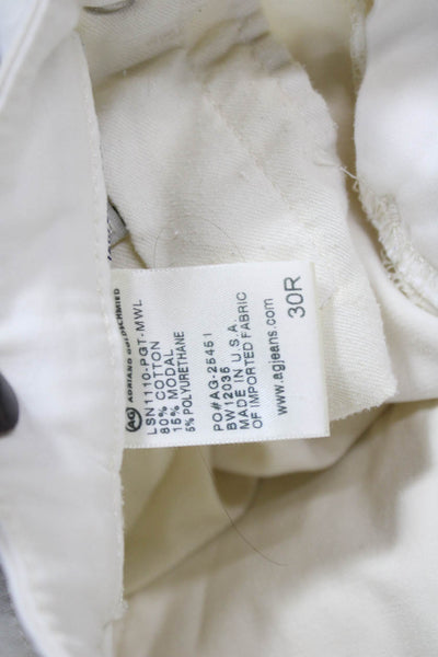 AG Men's Tapered Jeans Ivory Cotton Mid Rise 28 Inseam Button Fly Size 30