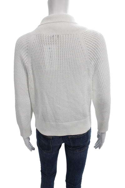 Lafayette 148 New York Women Full Zip Cotton Sweater White Size L