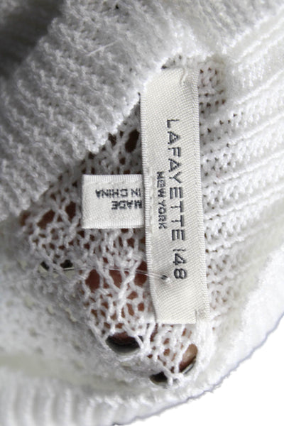 Lafayette 148 New York Women Full Zip Cotton Sweater White Size L