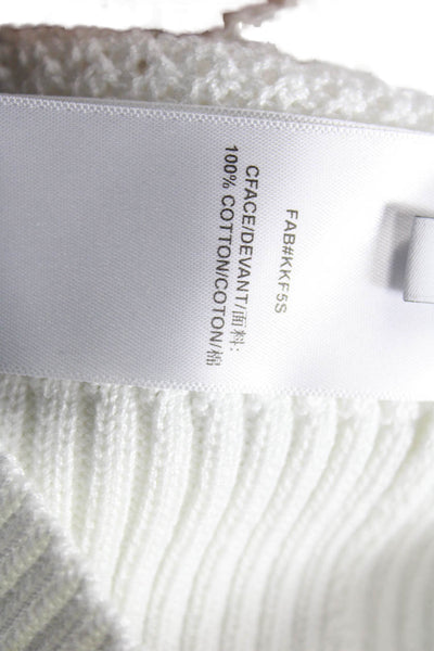Lafayette 148 New York Women Full Zip Cotton Sweater White Size L