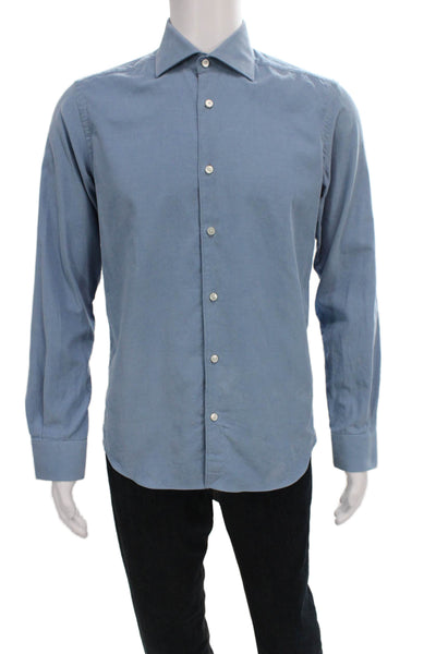 Saks Fifth Avenue Men's Long Sleeves Button Down Shirt Blue S