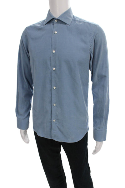 Saks Fifth Avenue Men's Long Sleeves Button Down Shirt Blue S