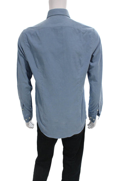Saks Fifth Avenue Men's Long Sleeves Button Down Shirt Blue S