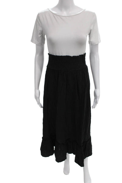 Quince Women Maxi Skirt Black Organic Cotton Solid Fall Size XS
