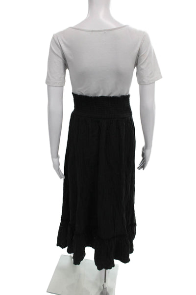 Quince Women Maxi Skirt Black Organic Cotton Solid Fall Size XS