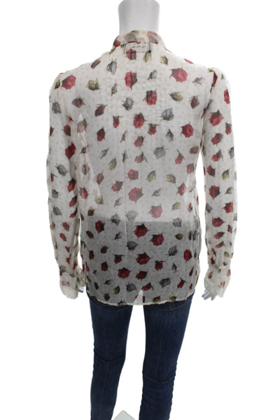 The Kooples Womens Silk Floral Collared Long Sleeve Button Blouse Size S