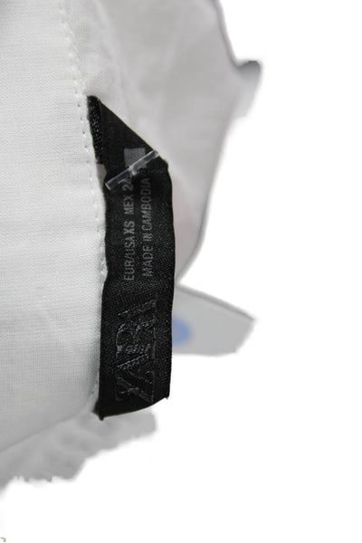 Zara Womens Basic Sleeveless Cotton Collared Button Blouse White Size XS